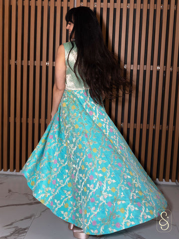 Modern High-Low Banarasi Dress