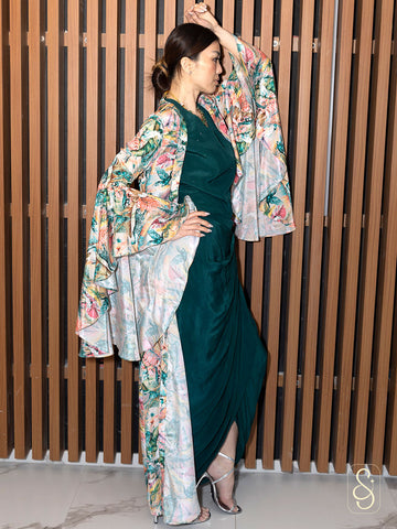 Drape Skirt With Swarovski Blouse & Jacket