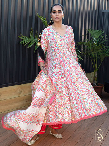 Printed Cotton Anarkali Suit