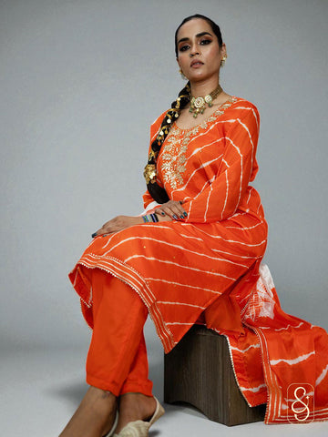Embroidered Chinon Suit Set