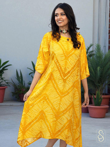 Sunny Yellow Printed Cotton Dress