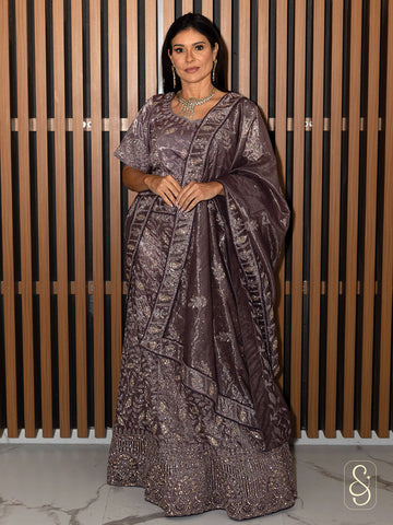 Embroidered Purple Lehenga Set
