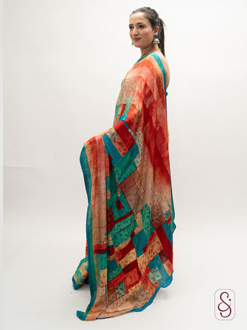 Satin Silk Printed Saree