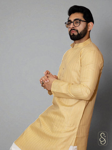 Beige Cotton Kurta Set