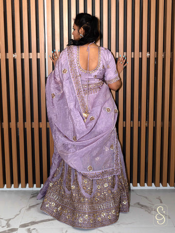 Shimmering Lavender Sequence Lehenga Set