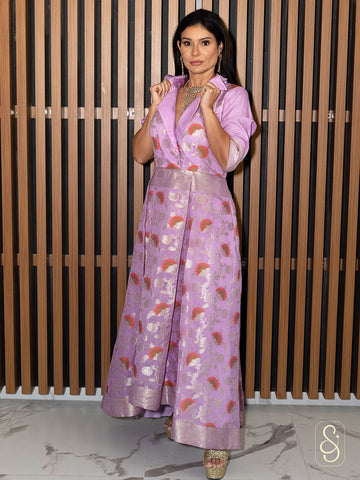 Lavender Banarasi Silk Dress