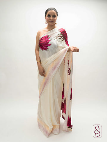 Printed Satin silk saree