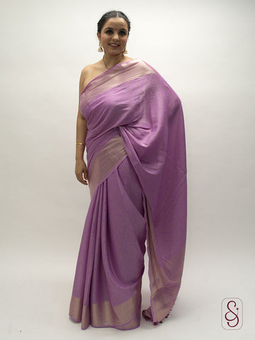 Lavendar Banarasi georgette saree