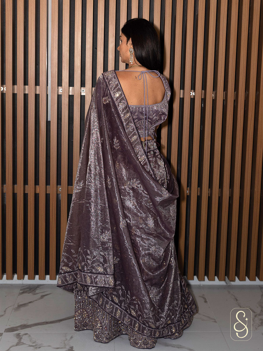 Embroidered Purple Lehenga Set
