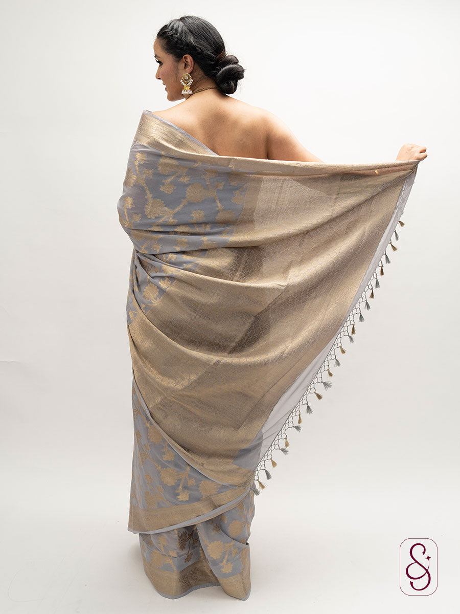 Grey  Banarasi Georgette