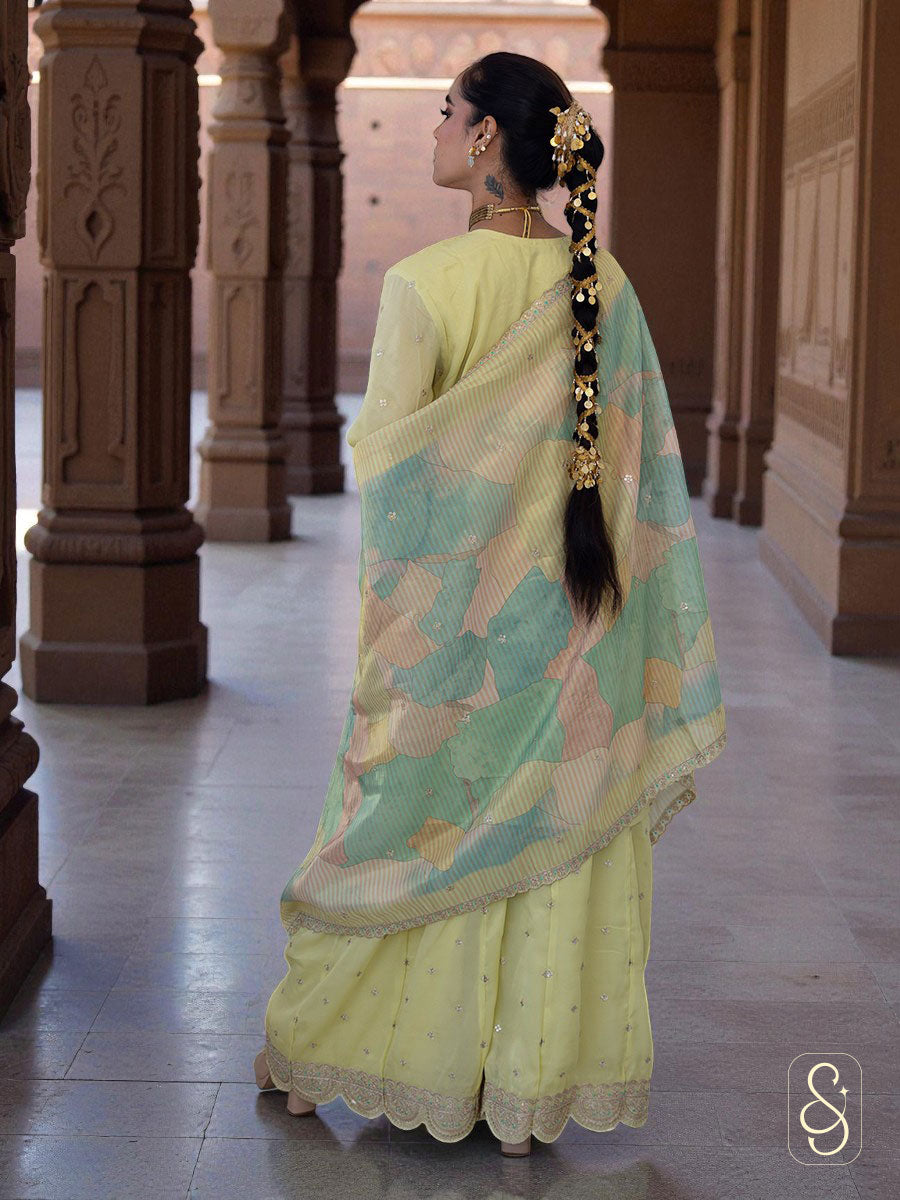 Stylish Viscose Tissue Sharara Suit