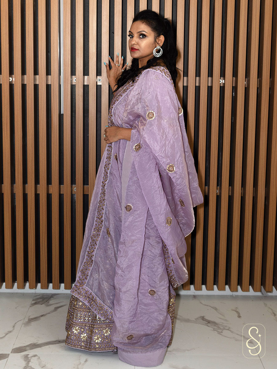 Shimmering Lavender Sequence Lehenga Set