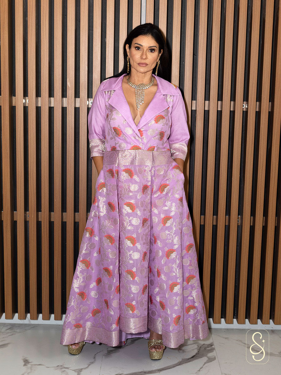 Lavender Banarasi Silk Dress
