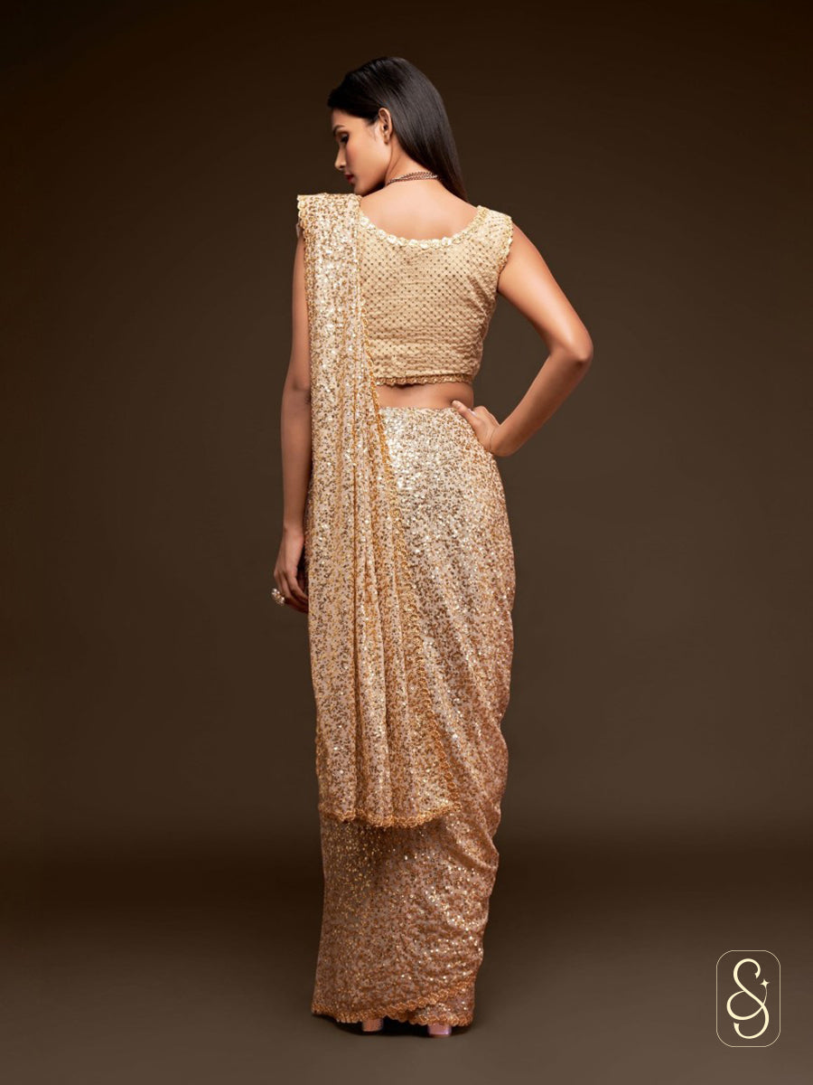 Elegant Off White Saree Set