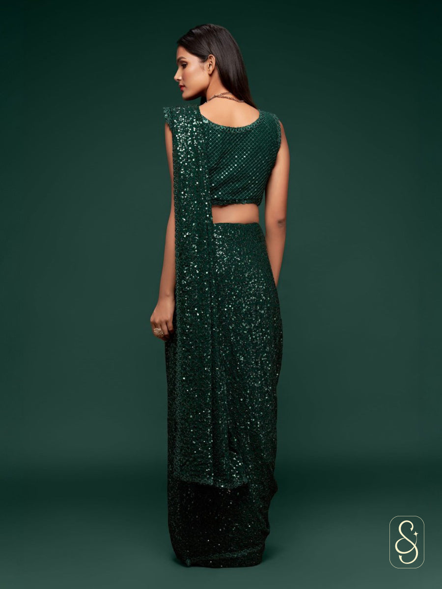 Elegant Sequin Saree Set