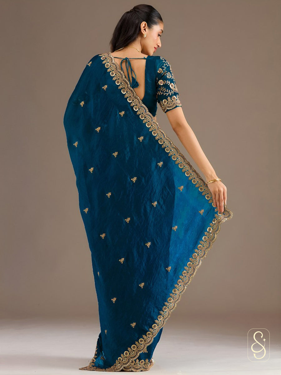 Teal Luxe Tissue Saree