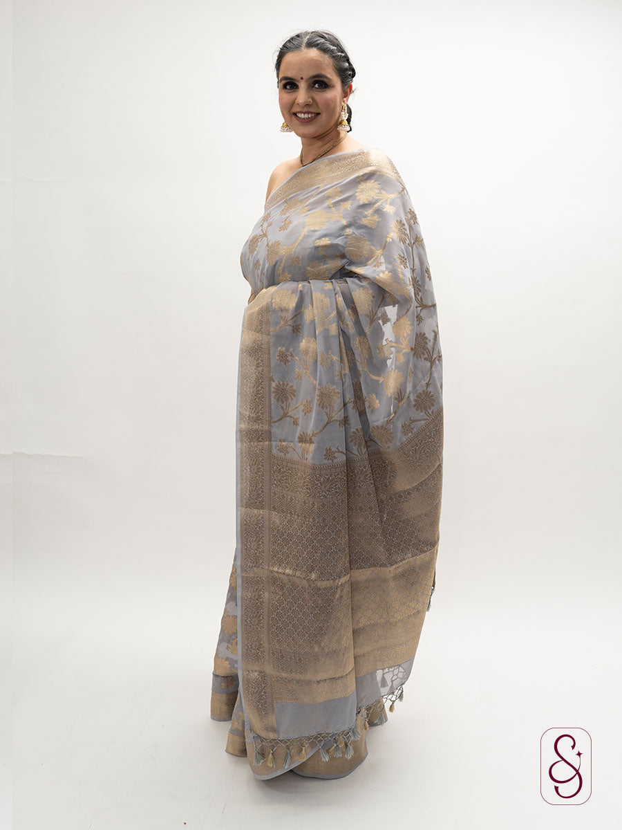 Grey  Banarasi Georgette