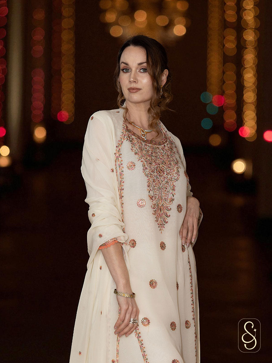 Embroidered Georgette Pant Suit with Dupatta