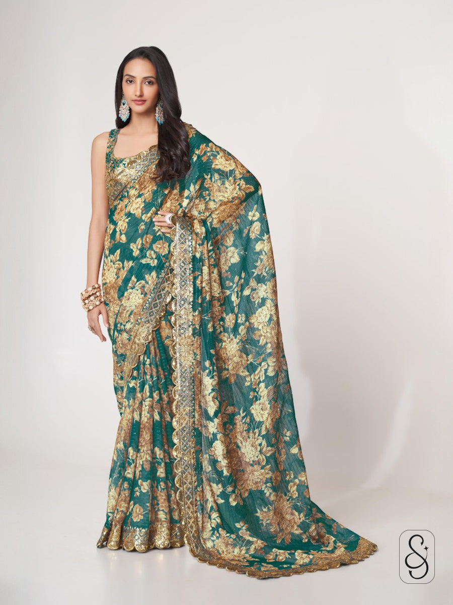 Painterly Threads Festive Drape Saree