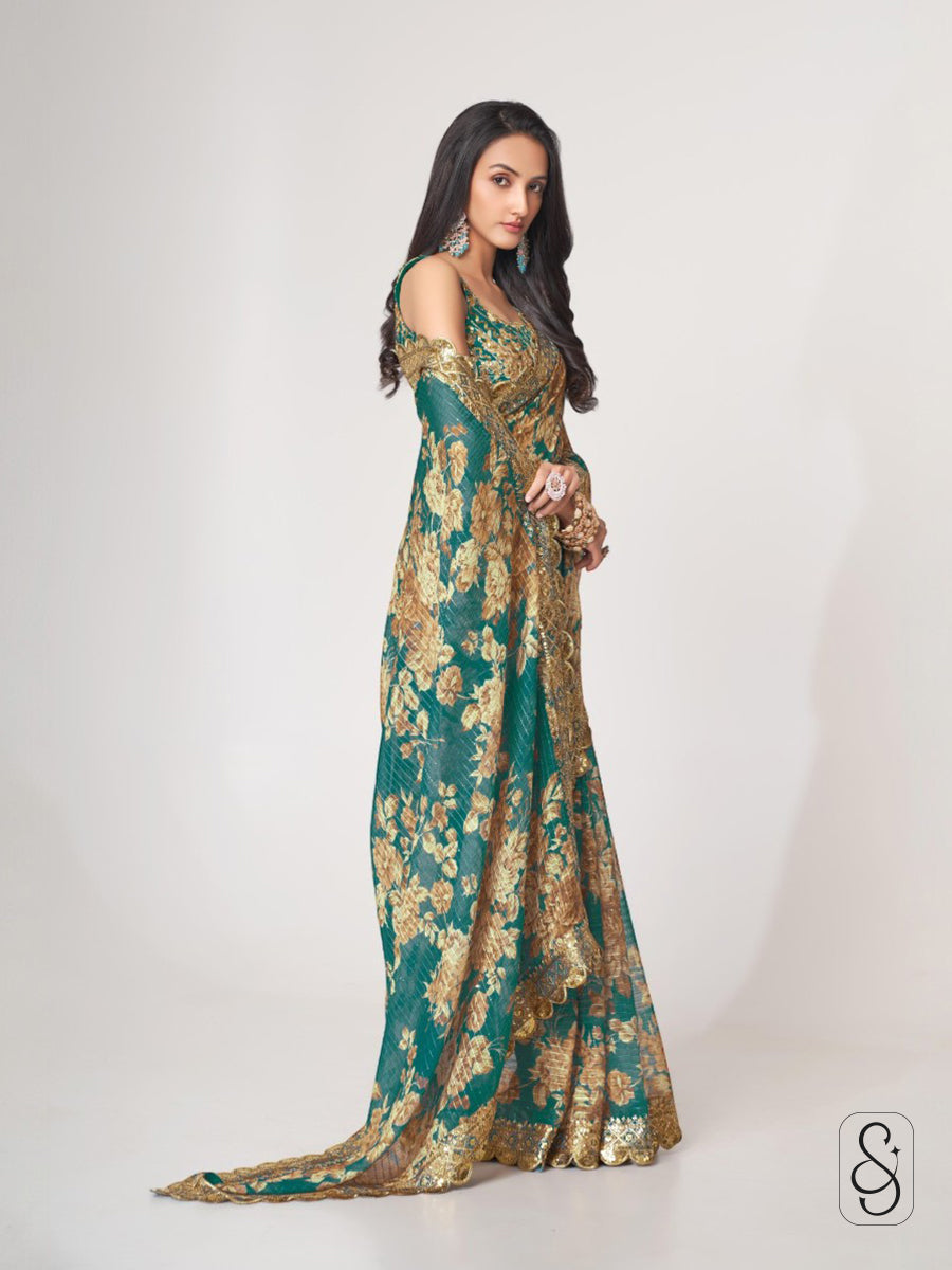 Painterly Threads Festive Drape Saree