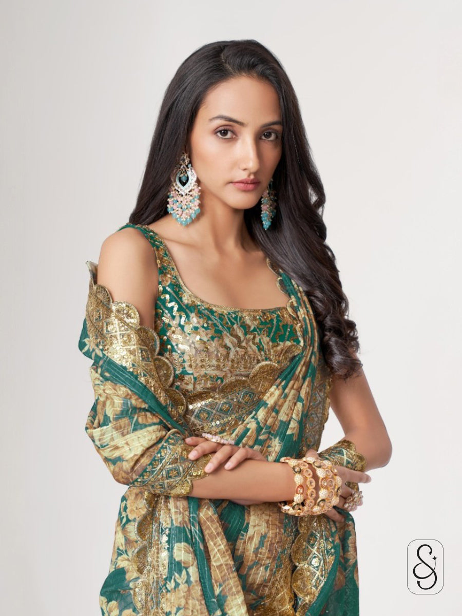 Painterly Threads Festive Drape Saree