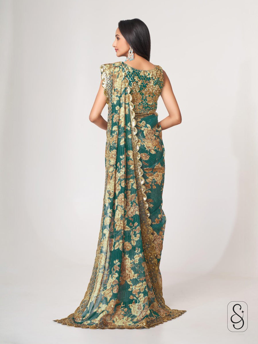 Painterly Threads Festive Drape Saree