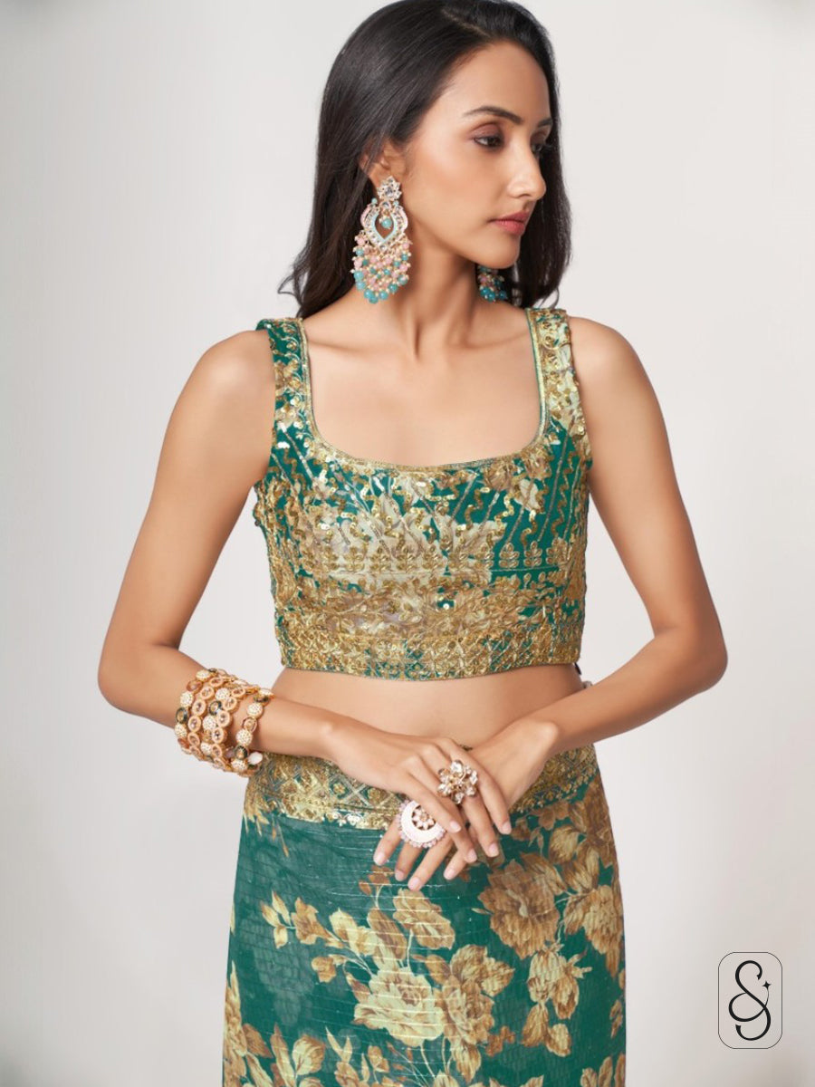Painterly Threads Festive Drape Saree