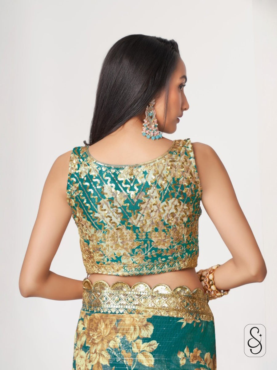 Painterly Threads Festive Drape Saree