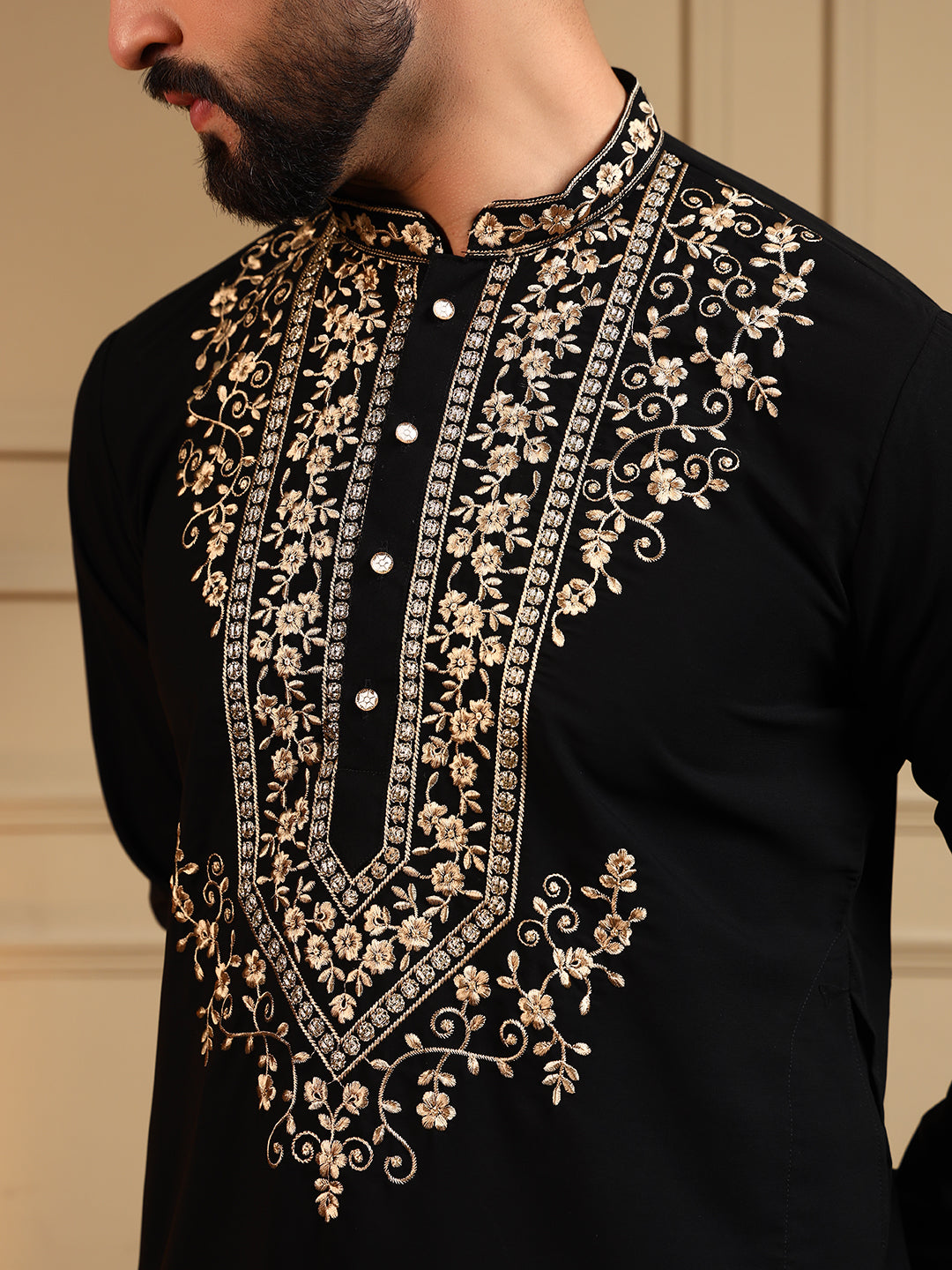 Black Thread Embroidery Kurta Set