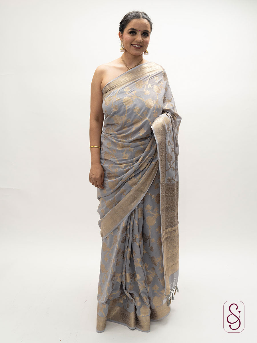 Grey  Banarasi Georgette