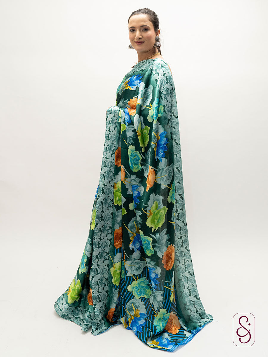 Satin Silk Printed Saree