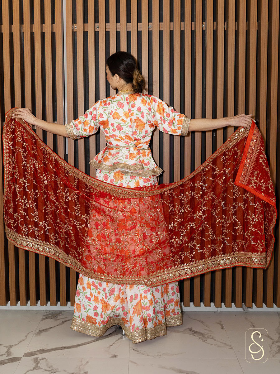 Printed Satin Silk Lehenga