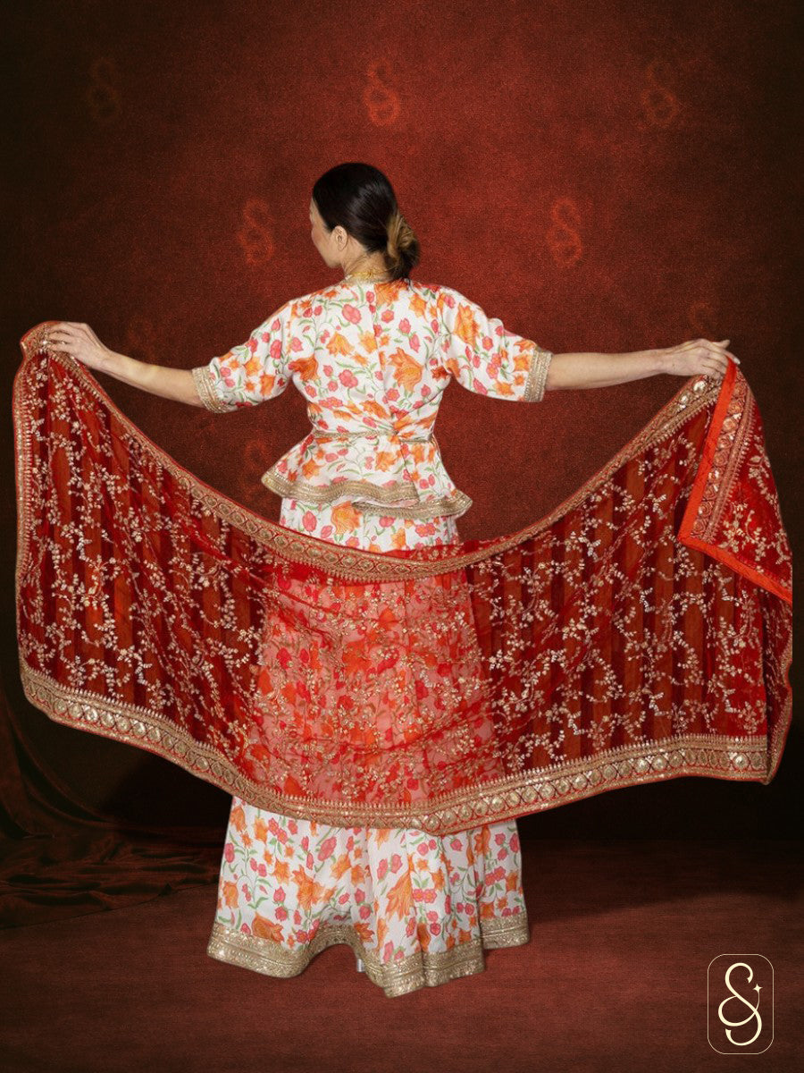 Printed Satin Silk Lehenga