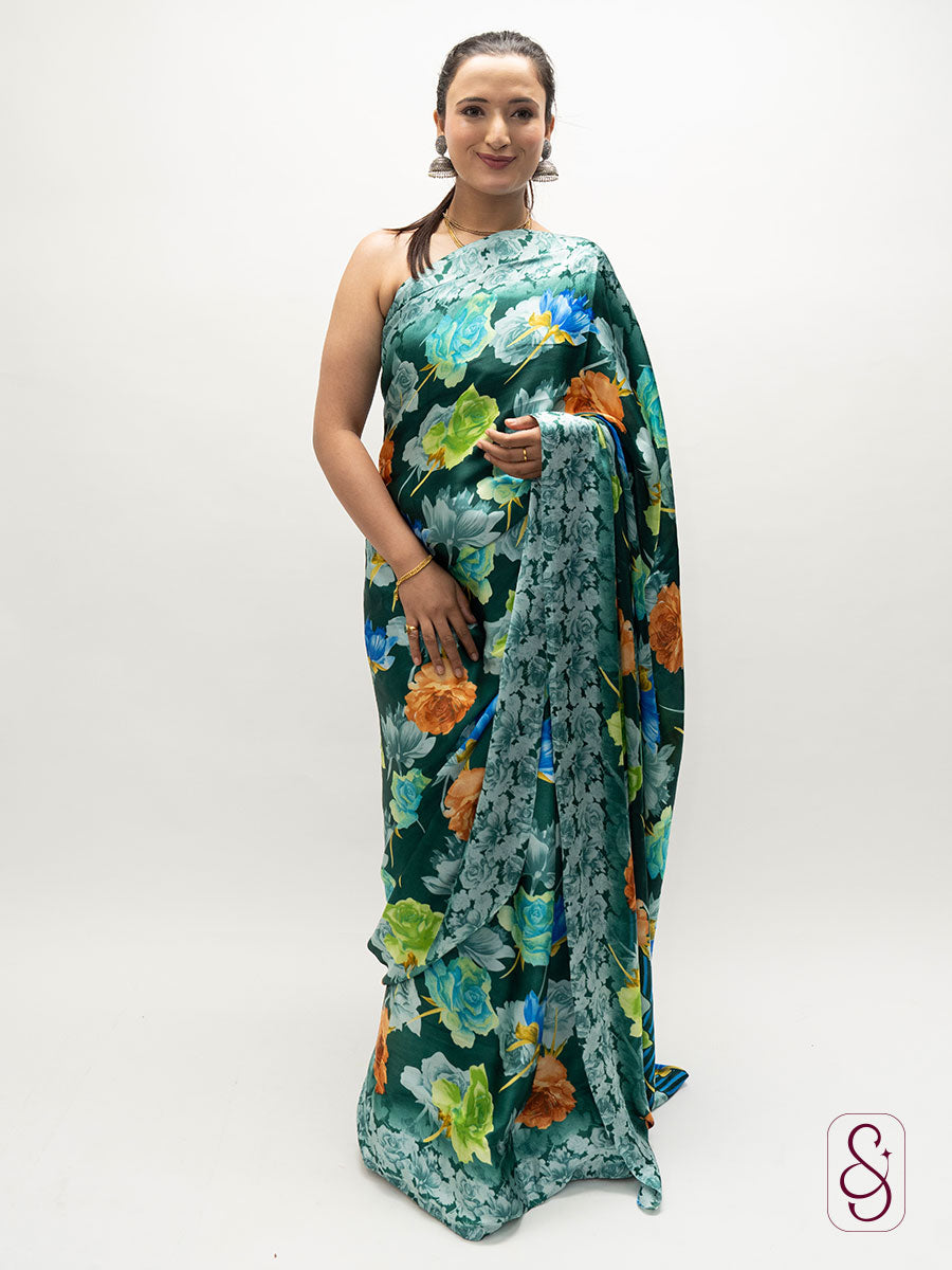 Satin Silk Printed Saree