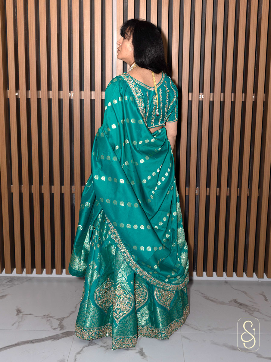 Green Banarasi Lehenga Set