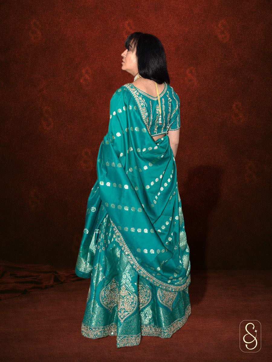 Green Banarasi Lehenga Set
