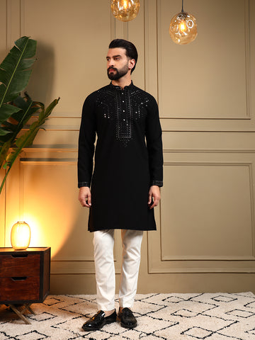 Black Mirror Style Embroidered Kurta Set