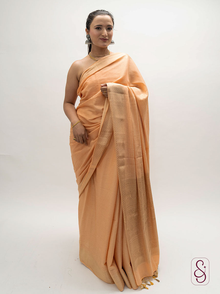 Orange Banarasi georgette saree