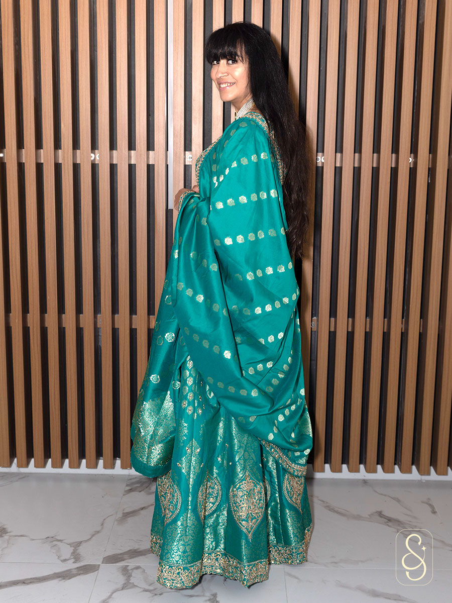 Green Banarasi Lehenga Set