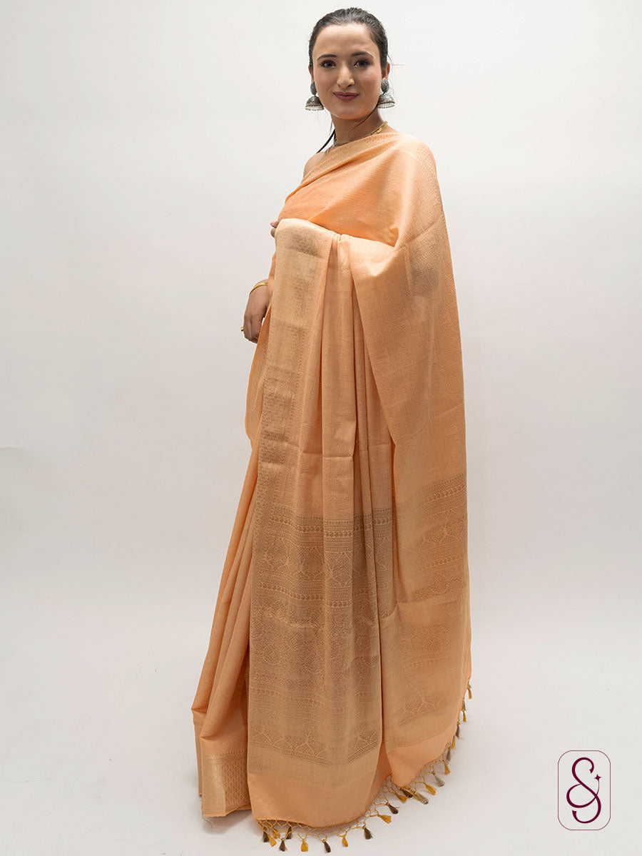 Orange Banarasi georgette saree