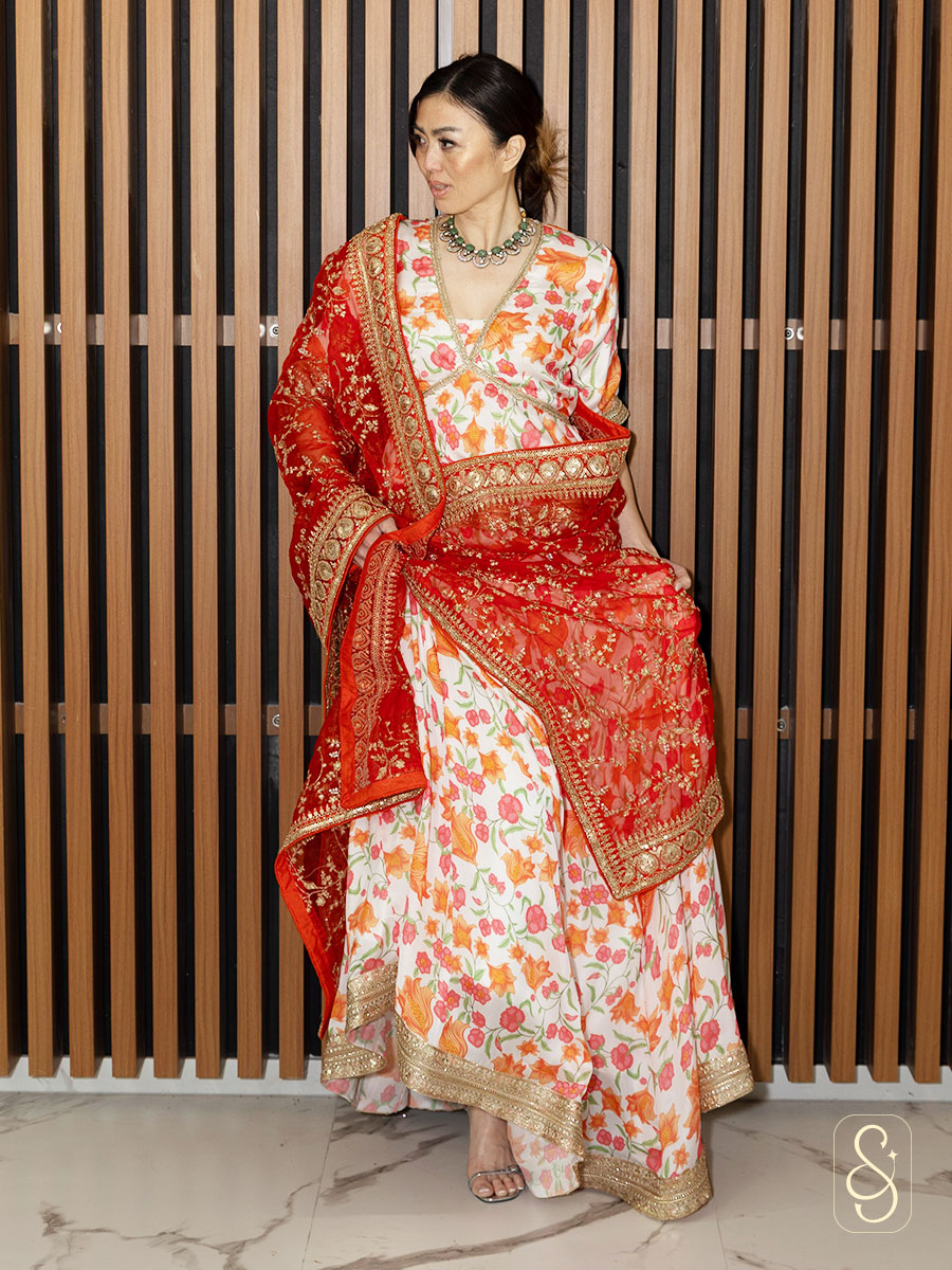 Printed Satin Silk Lehenga
