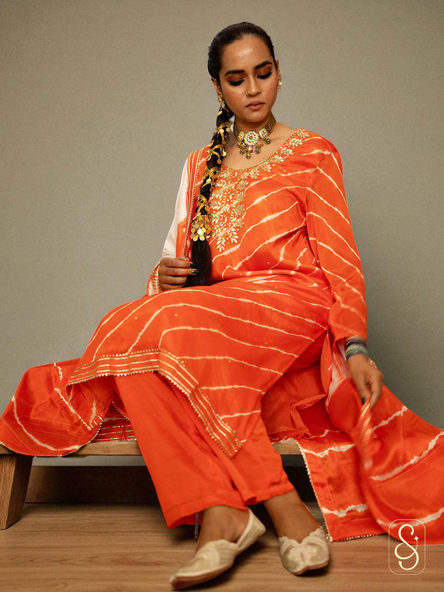 Embroidered Chinon Suit Set