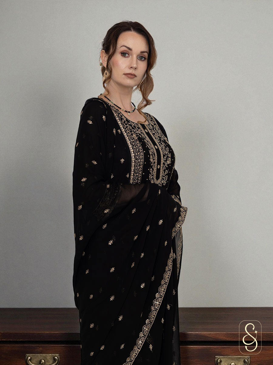 Embroidered Georgette Pant Suit with Dupatta