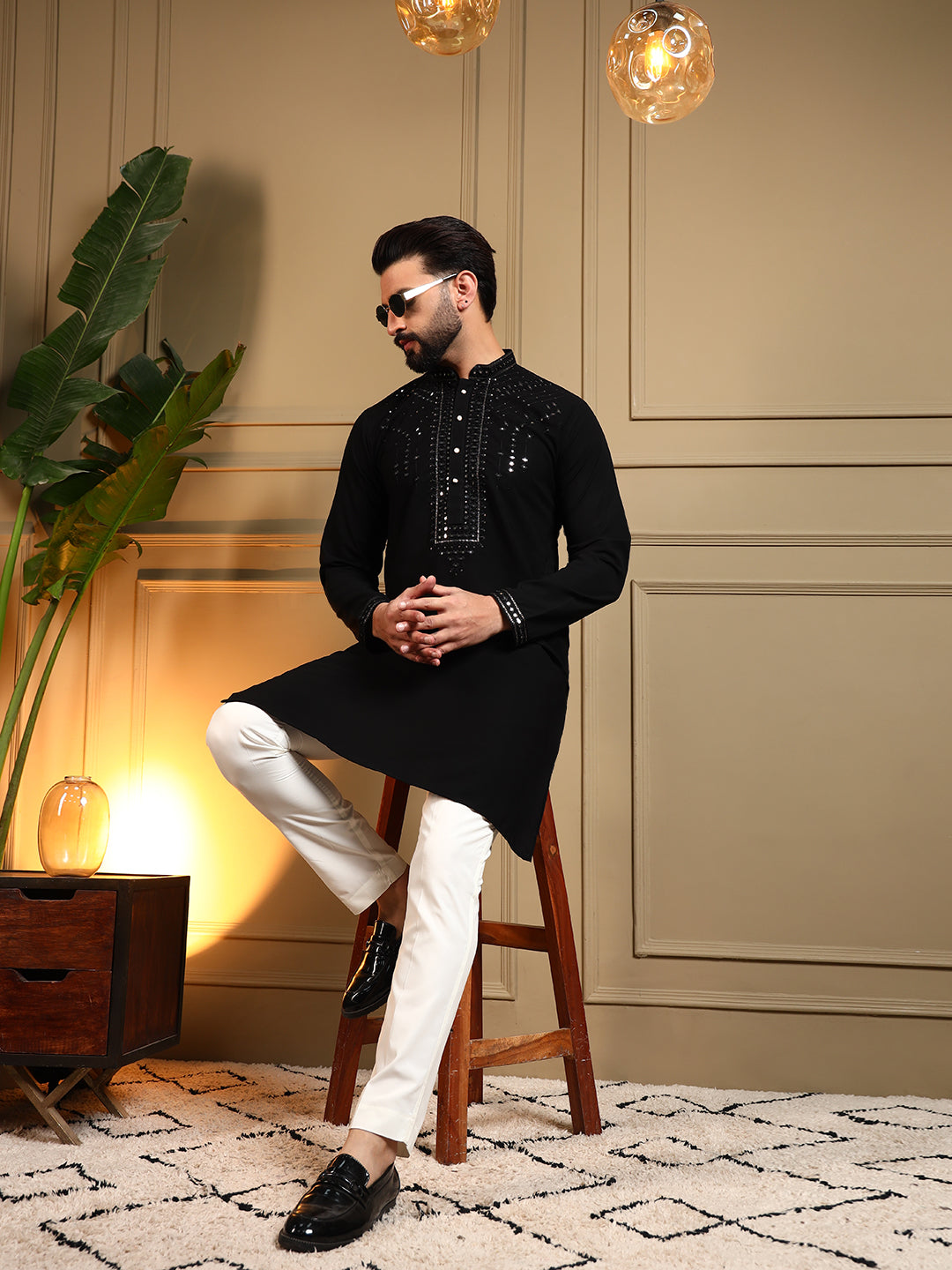 Black Mirror Style Embroidered Kurta Set