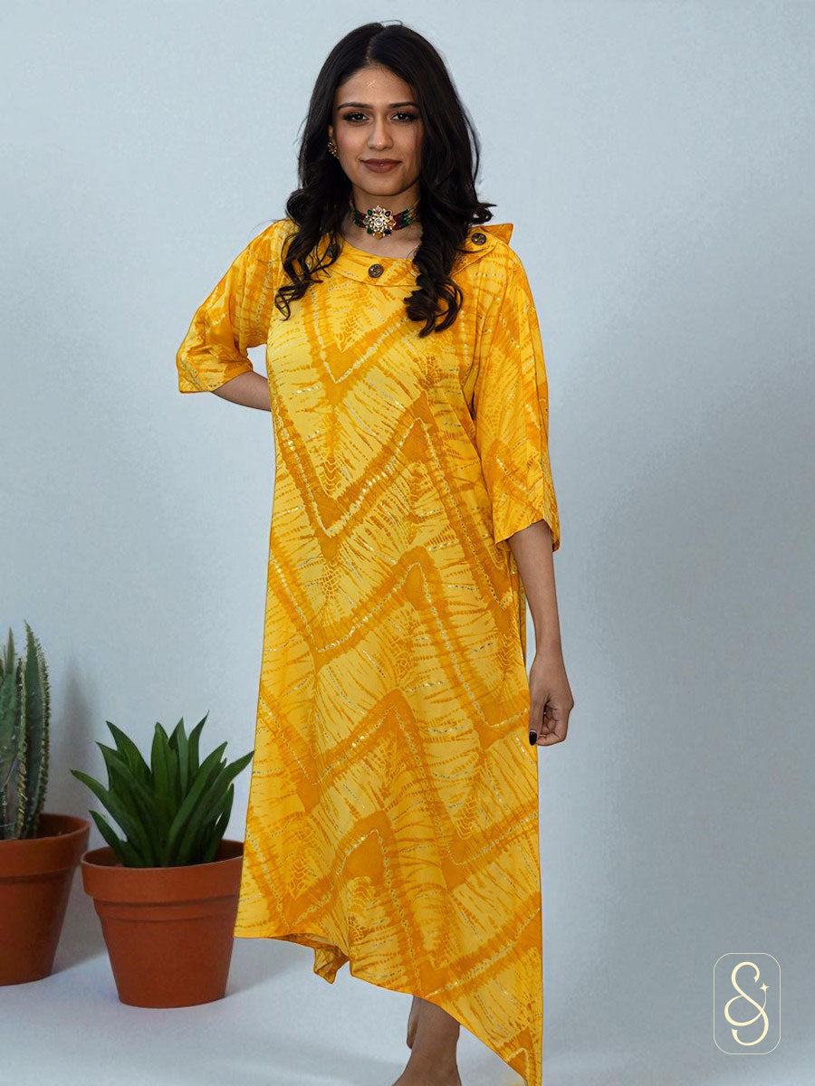 Sunny Yellow Printed Cotton Dress
