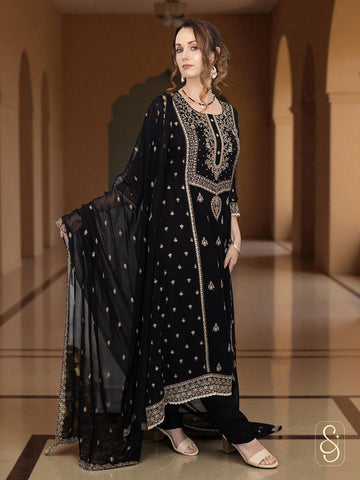 Embroidered Georgette Pant Suit with Dupatta
