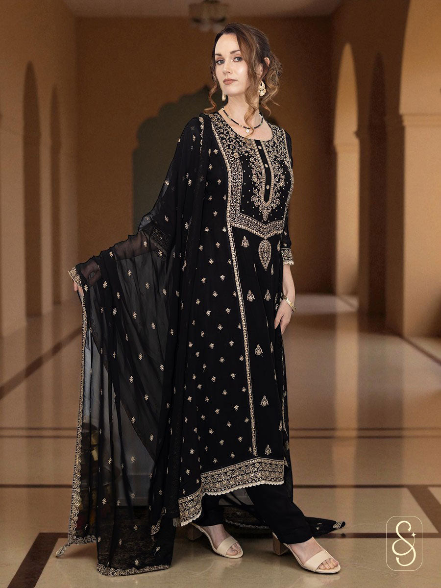 Embroidered Georgette Pant Suit with Dupatta