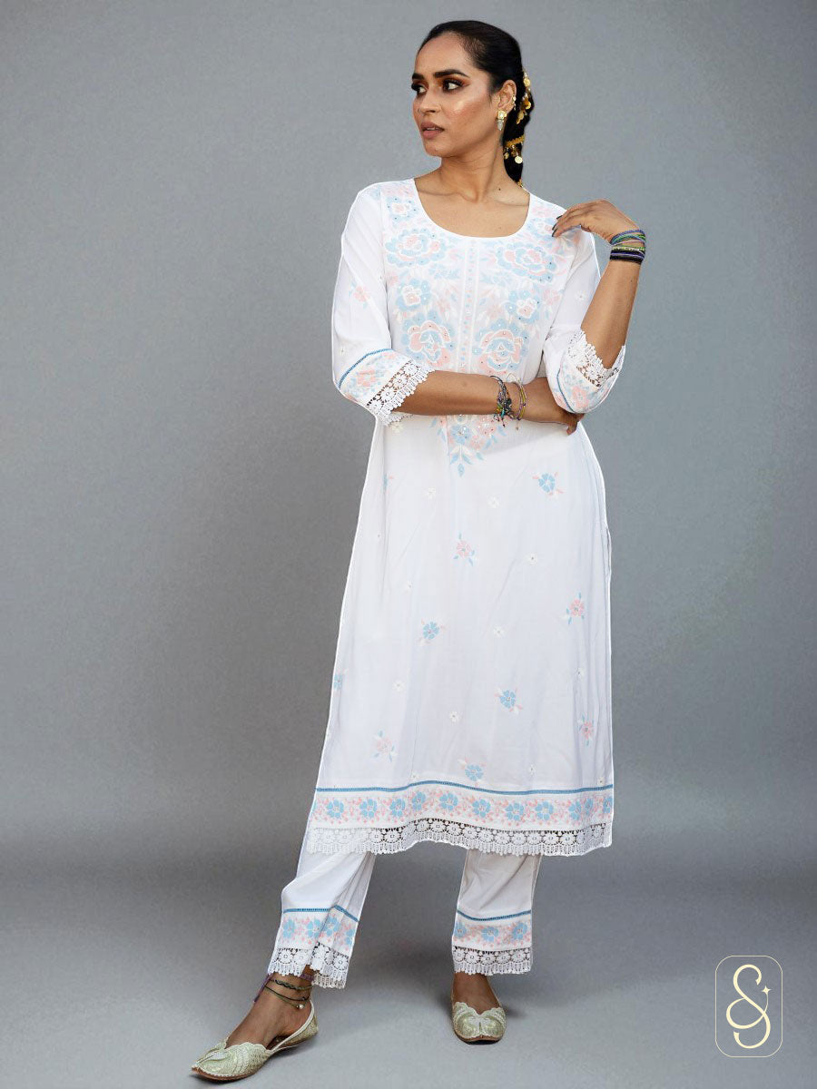 Cotton Shirt with Lace Pants