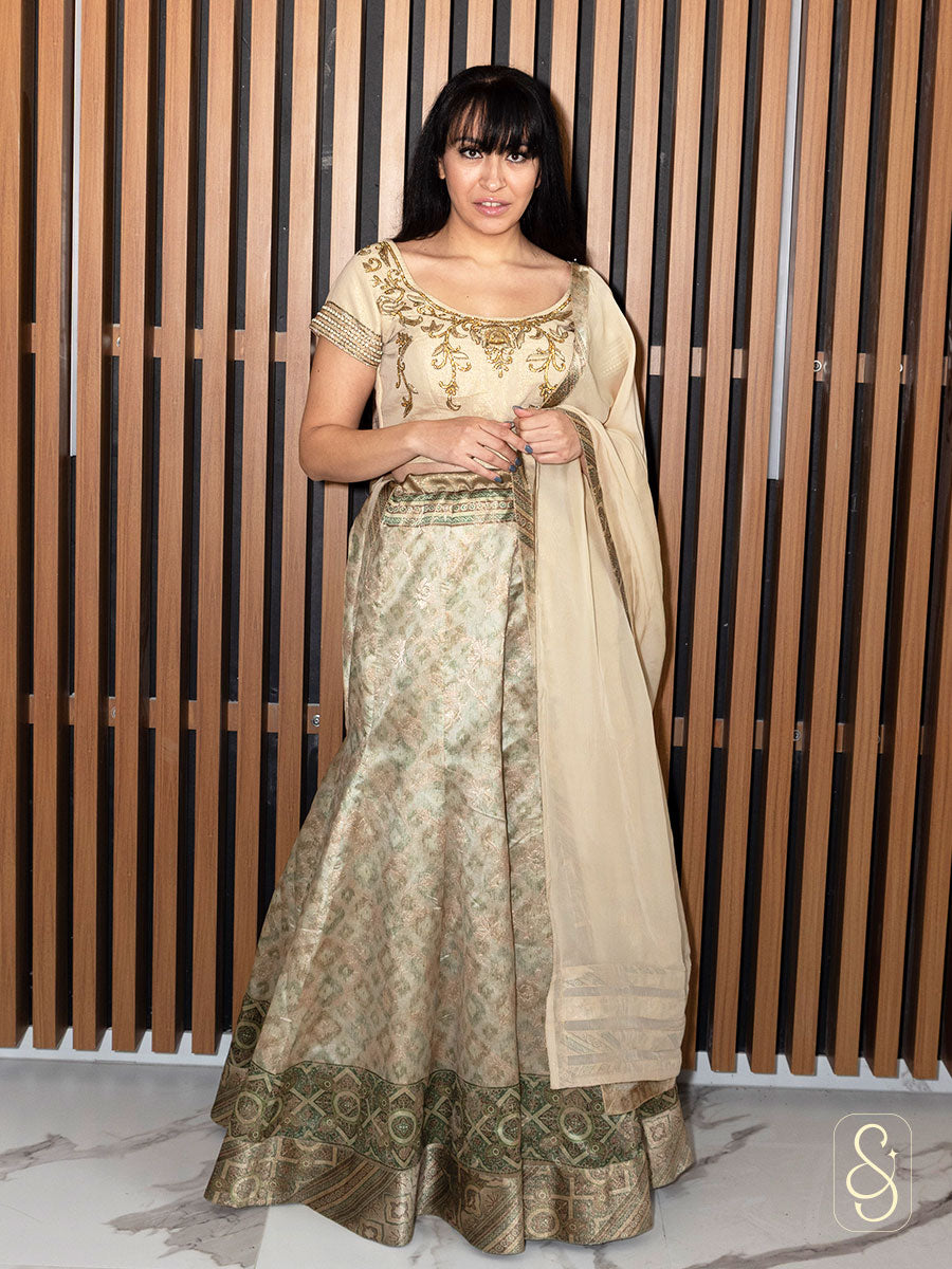 Golden Fish Cut Lehenga Set