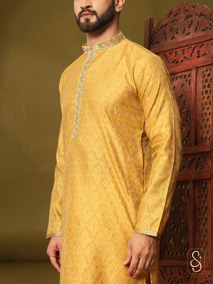 Soft Brocade Embroidered Kurta